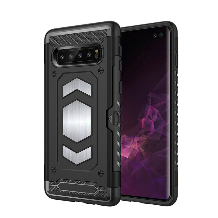 Protectores para celular  para Samsung  S10e Funda reforzada con porta tarjeta Negro